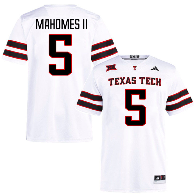 #5 Patrick Mahomes II Texas Tech Red Raiders Jerseys College Football Uniforms Stitched-White